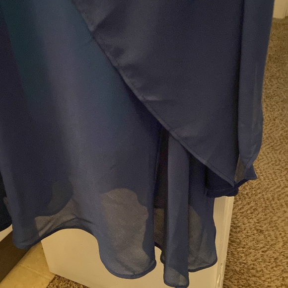 Shavonne Dorsey Tiered Sleeveless Maxi Dress With Chiffon Overlay Aqua Navy S - Picture 5 of 13